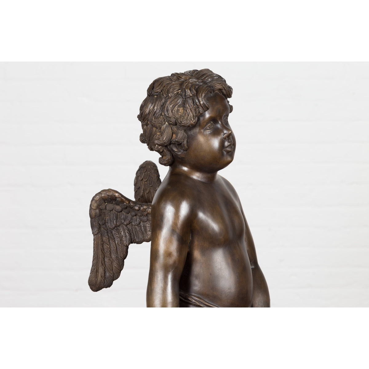 Lost Wax Bronze Statue of a Winged Cherub Standing on a Shell in Dark Patina-10. Asian &amp; Chinese Furniture, Art, Antiques, Vintage Home Décor for sale at FEA Home