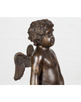 Lost Wax Bronze Statue of a Winged Cherub Standing on a Shell in Dark Patina-10. Asian & Chinese Furniture, Art, Antiques, Vintage Home Décor for sale at FEA Home