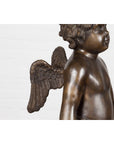Lost Wax Bronze Statue of a Winged Cherub Standing on a Shell in Dark Patina-12. Asian & Chinese Furniture, Art, Antiques, Vintage Home Décor for sale at FEA Home
