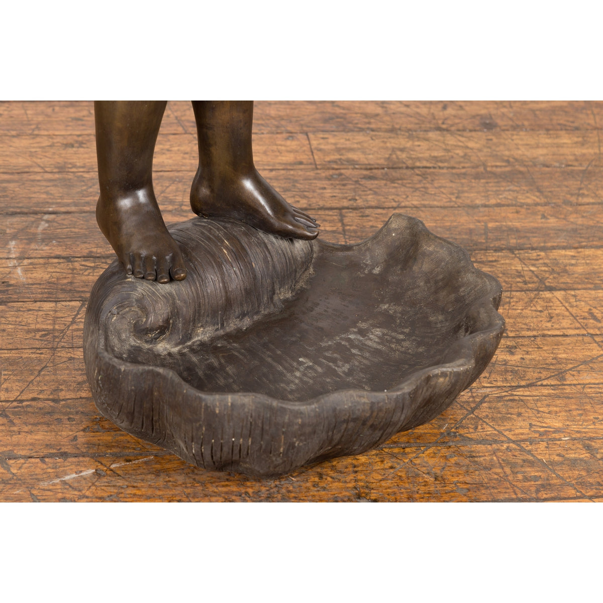 Lost Wax Bronze Statue of a Winged Cherub Standing on a Shell in Dark Patina-13. Asian &amp; Chinese Furniture, Art, Antiques, Vintage Home Décor for sale at FEA Home