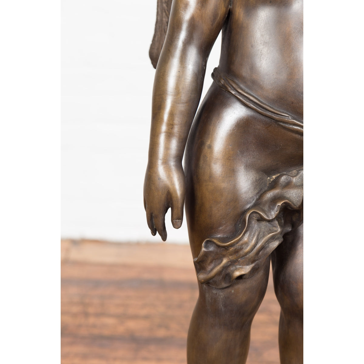 Lost Wax Bronze Statue of a Winged Cherub Standing on a Shell in Dark Patina-6. Asian &amp; Chinese Furniture, Art, Antiques, Vintage Home Décor for sale at FEA Home