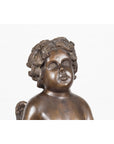 Lost Wax Bronze Statue of a Winged Cherub Standing on a Shell in Dark Patina-7. Asian & Chinese Furniture, Art, Antiques, Vintage Home Décor for sale at FEA Home