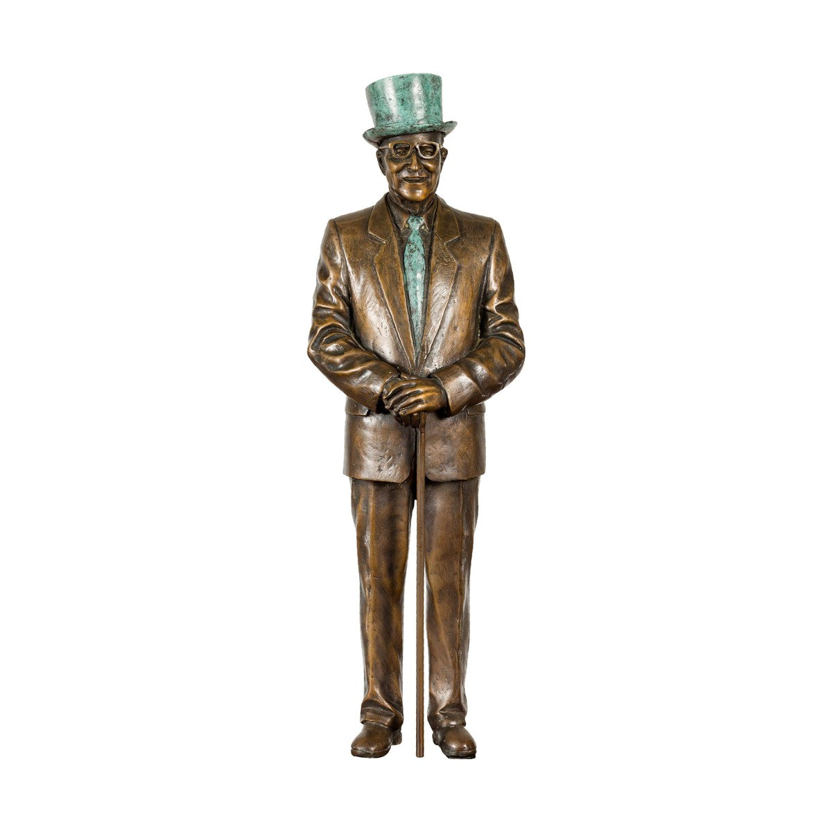 Man Wearing Top Hat Bronze Tabletop Statuette with Gold and Verdigris Patina-1. Asian & Chinese Furniture, Art, Antiques, Vintage Home Décor for sale at FEA Home