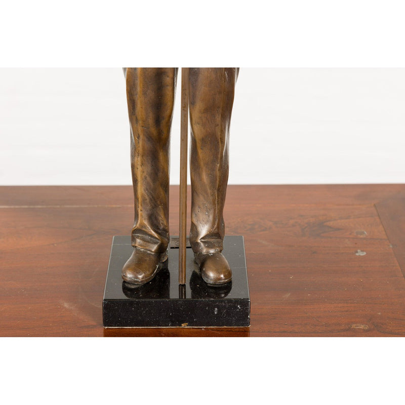 Man Wearing Top Hat Bronze Tabletop Statuette with Gold and Verdigris Patina-RG2143-10. Asian & Chinese Furniture, Art, Antiques, Vintage Home Décor for sale at FEA Home