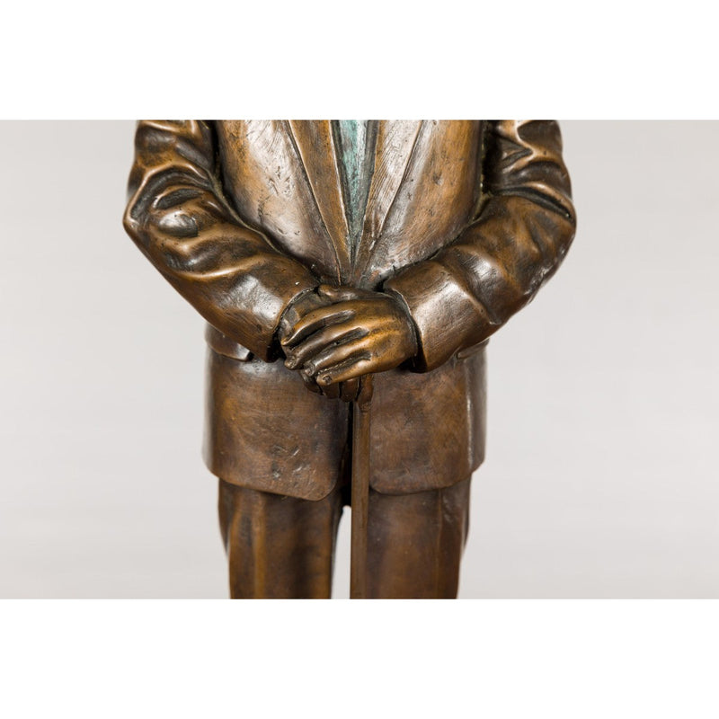 Man Wearing Top Hat Bronze Tabletop Statuette with Gold and Verdigris Patina-RG2143-11. Asian & Chinese Furniture, Art, Antiques, Vintage Home Décor for sale at FEA Home