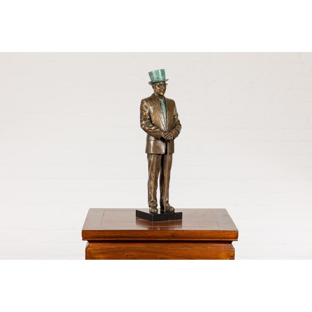 Man Wearing Top Hat Bronze Tabletop Statuette with Gold and Verdigris Patina-12. Asian &amp; Chinese Furniture, Art, Antiques, Vintage Home Décor for sale at FEA Home