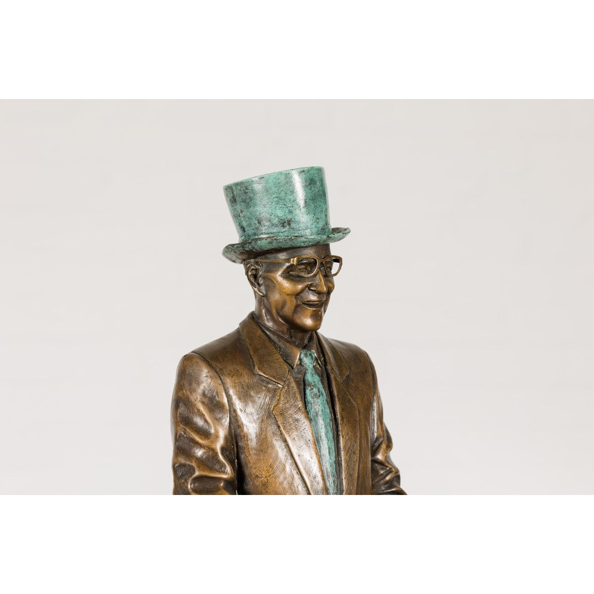 Man Wearing Top Hat Bronze Tabletop Statuette with Gold and Verdigris Patina-13. Asian &amp; Chinese Furniture, Art, Antiques, Vintage Home Décor for sale at FEA Home