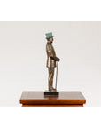 Man Wearing Top Hat Bronze Tabletop Statuette with Gold and Verdigris Patina-14. Asian & Chinese Furniture, Art, Antiques, Vintage Home Décor for sale at FEA Home