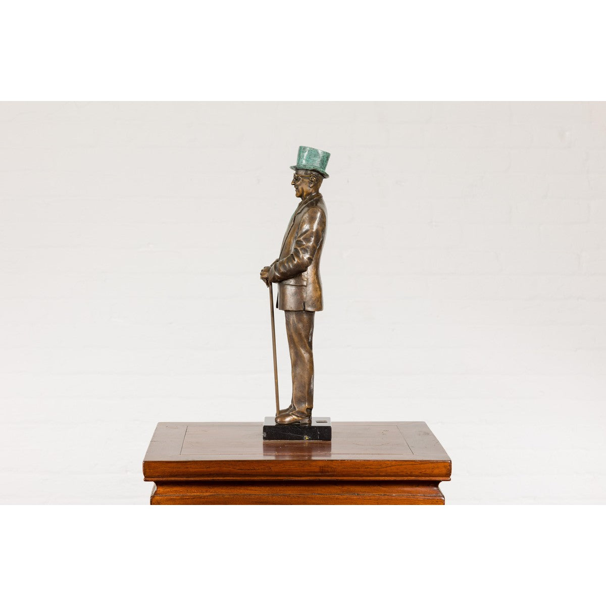 Man Wearing Top Hat Bronze Tabletop Statuette with Gold and Verdigris Patina-16. Asian &amp; Chinese Furniture, Art, Antiques, Vintage Home Décor for sale at FEA Home