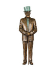 Man Wearing Top Hat Bronze Tabletop Statuette with Gold and Verdigris Patina-1. Asian & Chinese Furniture, Art, Antiques, Vintage Home Décor for sale at FEA Home