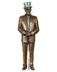 Man Wearing Top Hat Bronze Tabletop Statuette with Gold and Verdigris Patina-2. Asian & Chinese Furniture, Art, Antiques, Vintage Home Décor for sale at FEA Home