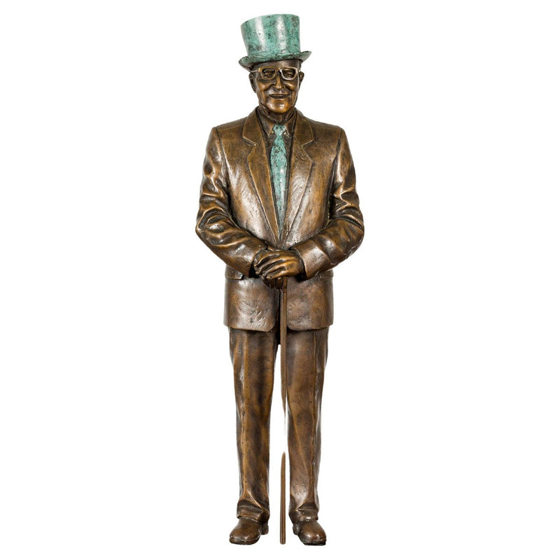 Man Wearing Top Hat Bronze Tabletop Statuette with Gold and Verdigris Patina-RG2143-2. Asian & Chinese Furniture, Art, Antiques, Vintage Home Décor for sale at FEA Home