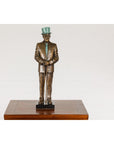 Man Wearing Top Hat Bronze Tabletop Statuette with Gold and Verdigris Patina-4. Asian & Chinese Furniture, Art, Antiques, Vintage Home Décor for sale at FEA Home