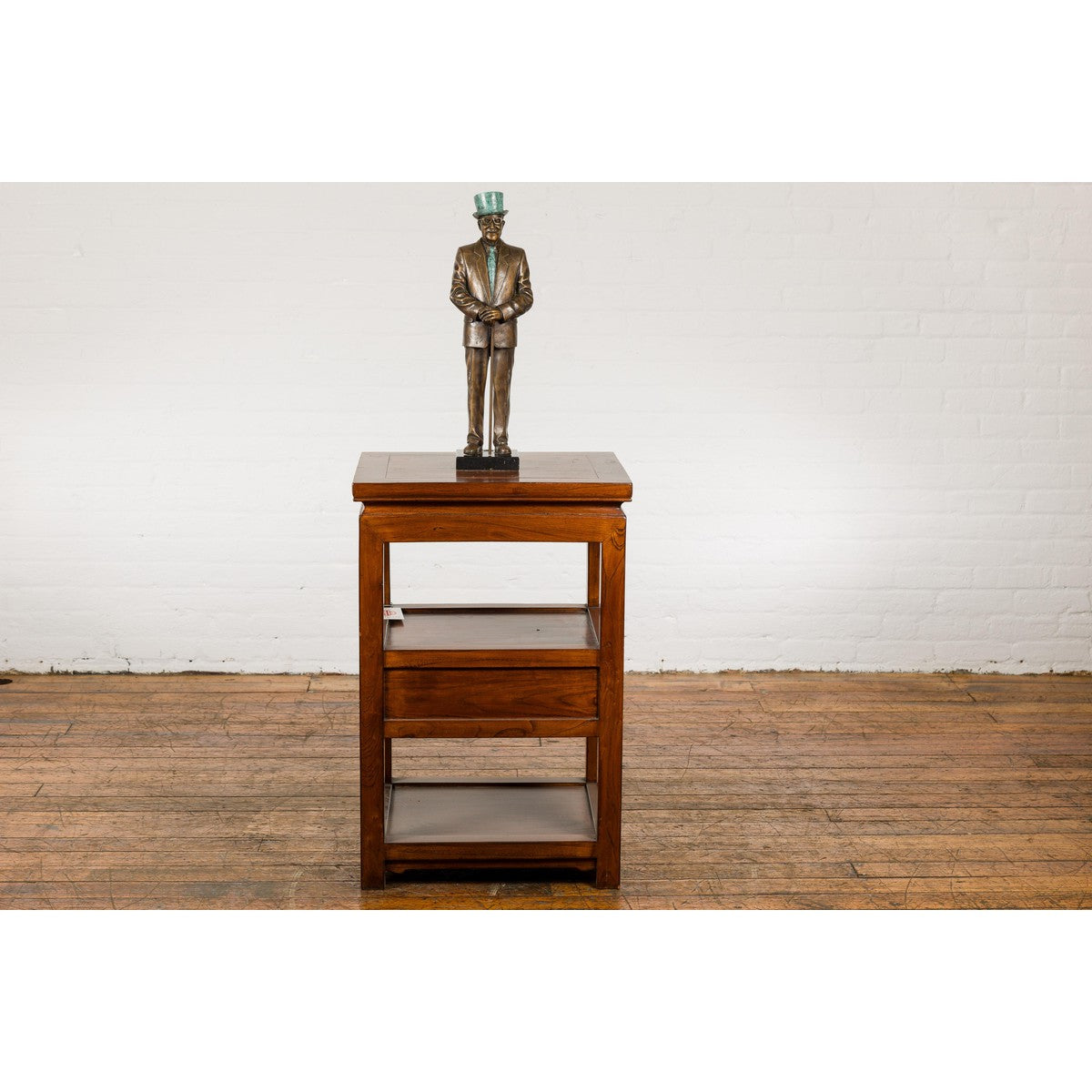 Man Wearing Top Hat Bronze Tabletop Statuette with Gold and Verdigris Patina-6. Asian &amp; Chinese Furniture, Art, Antiques, Vintage Home Décor for sale at FEA Home