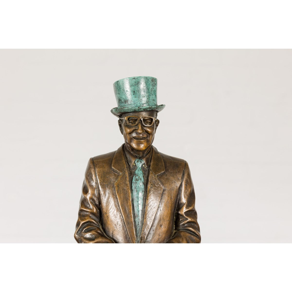 Man Wearing Top Hat Bronze Tabletop Statuette with Gold and Verdigris Patina-7. Asian &amp; Chinese Furniture, Art, Antiques, Vintage Home Décor for sale at FEA Home