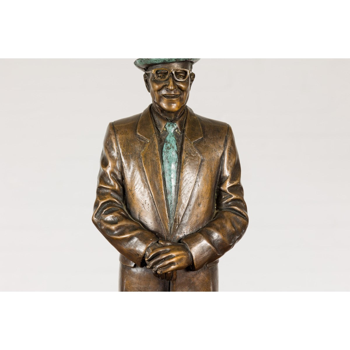 Man Wearing Top Hat Bronze Tabletop Statuette with Gold and Verdigris Patina-8. Asian &amp; Chinese Furniture, Art, Antiques, Vintage Home Décor for sale at FEA Home