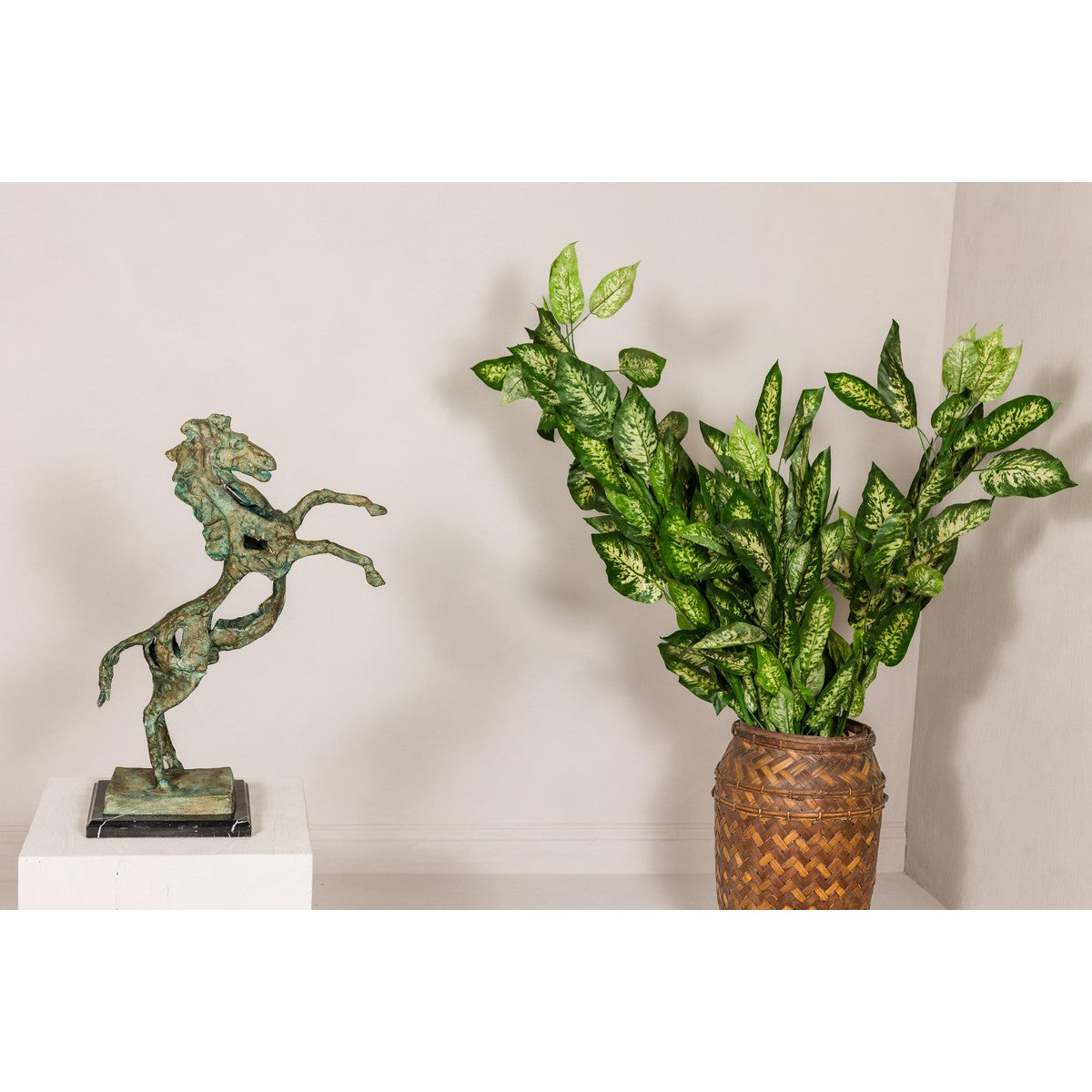 Tabletop Bronze Statue of a Rearing Horse on Custom Marble Base-2. Asian & Chinese Furniture, Art, Antiques, Vintage Home Décor for sale at FEA Home
