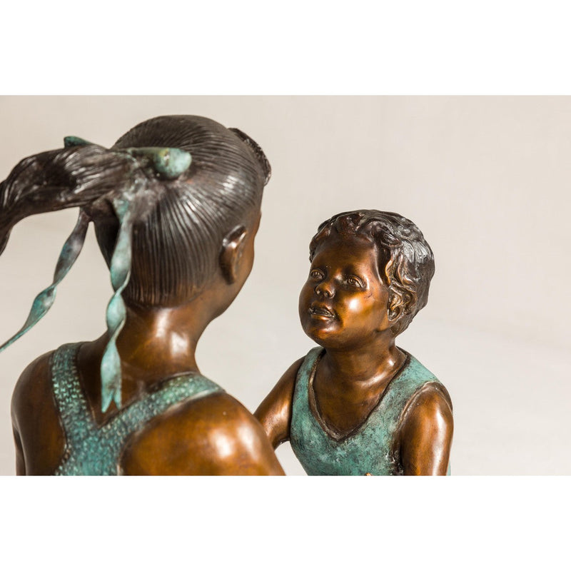Dancing Friends, Patinated Bronze Sculpted Group Tubed as a Fountain-RG2155-13. Asian & Chinese Furniture, Art, Antiques, Vintage Home Décor for sale at FEA Home