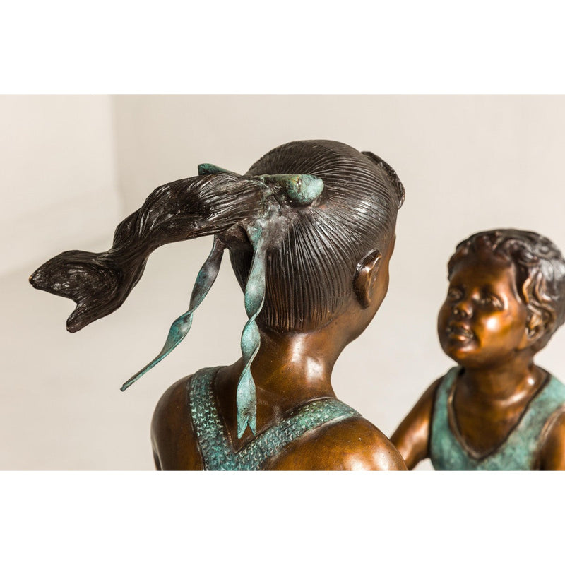 Dancing Friends, Patinated Bronze Sculpted Group Tubed as a Fountain-RG2155-14. Asian & Chinese Furniture, Art, Antiques, Vintage Home Décor for sale at FEA Home