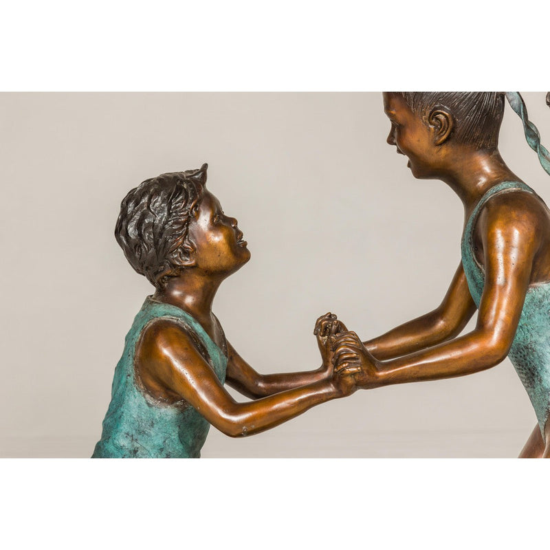 Dancing Friends, Patinated Bronze Sculpted Group Tubed as a Fountain-RG2155-4. Asian & Chinese Furniture, Art, Antiques, Vintage Home Décor for sale at FEA Home