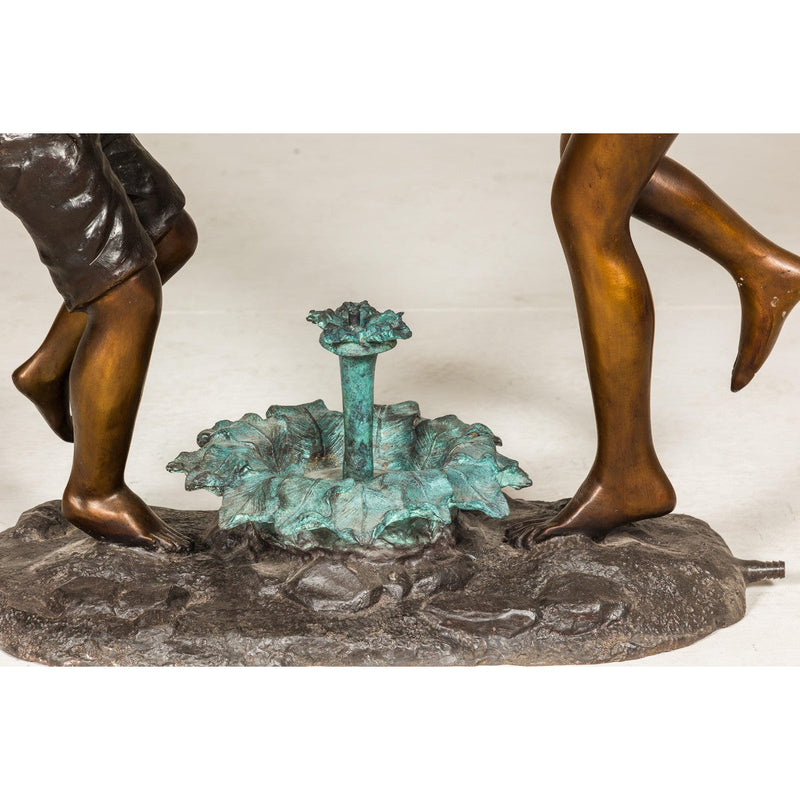 Dancing Friends, Patinated Bronze Sculpted Group Tubed as a Fountain-RG2155-7. Asian & Chinese Furniture, Art, Antiques, Vintage Home Décor for sale at FEA Home