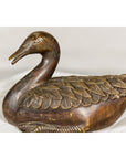 Bronze Tabletop Vintage Duck Statuette, Lost Wax with Fine Details-10. Asian & Chinese Furniture, Art, Antiques, Vintage Home Décor for sale at FEA Home
