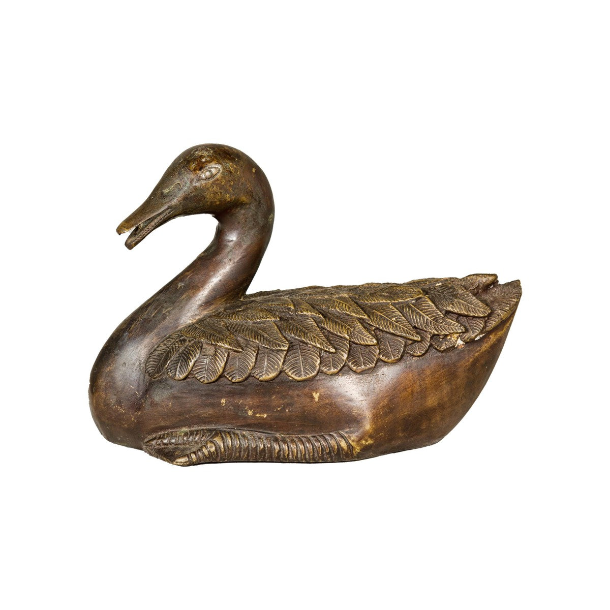 Bronze Tabletop Vintage Duck Statuette, Lost Wax with Fine Details-11. Asian &amp; Chinese Furniture, Art, Antiques, Vintage Home Décor for sale at FEA Home