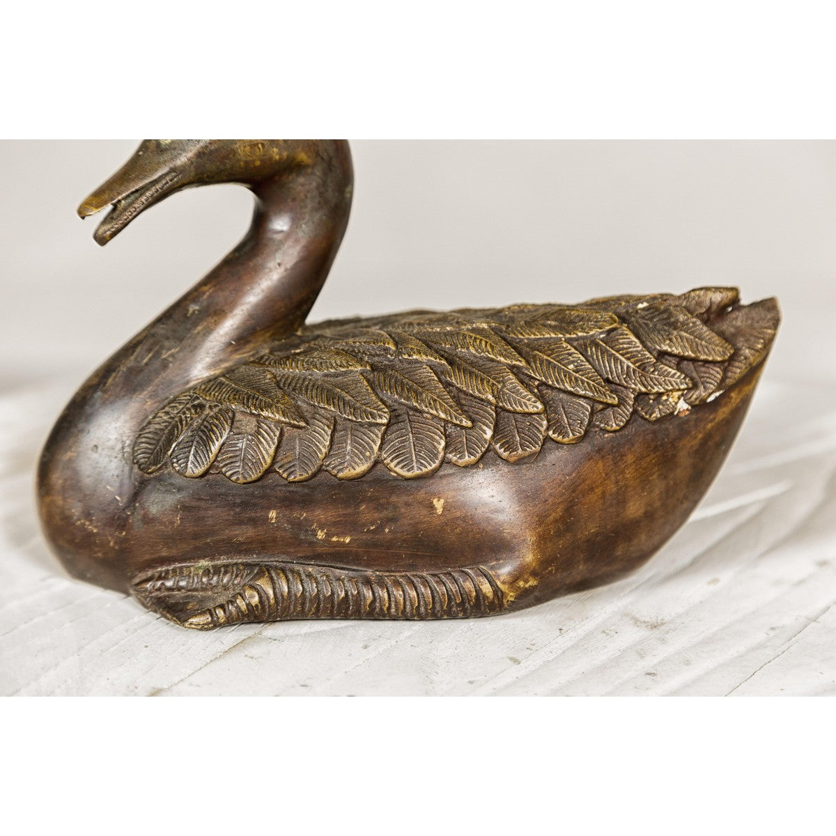 Bronze Tabletop Vintage Duck Statuette, Lost Wax with Fine Details-4. Asian &amp; Chinese Furniture, Art, Antiques, Vintage Home Décor for sale at FEA Home
