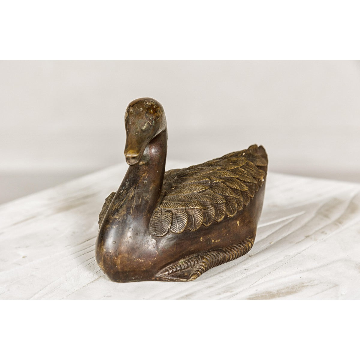 Bronze Tabletop Vintage Duck Statuette, Lost Wax with Fine Details-5. Asian &amp; Chinese Furniture, Art, Antiques, Vintage Home Décor for sale at FEA Home