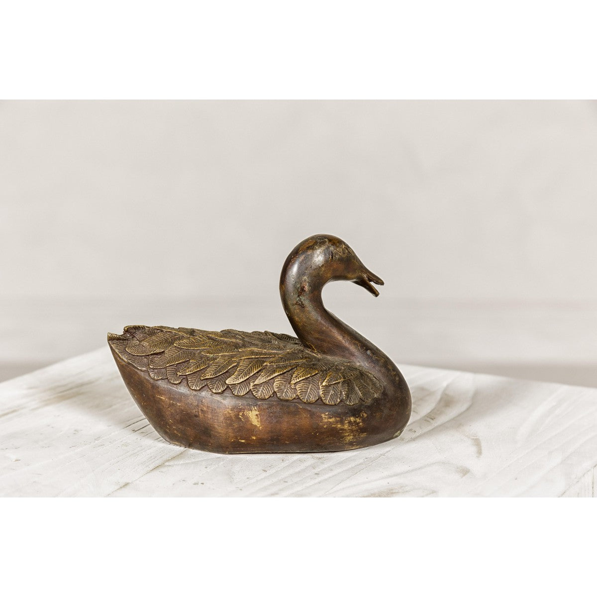 Bronze Tabletop Vintage Duck Statuette, Lost Wax with Fine Details-7. Asian &amp; Chinese Furniture, Art, Antiques, Vintage Home Décor for sale at FEA Home