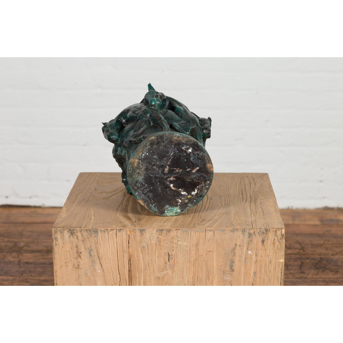 Bronze Indoor/Outdoor Planter with Horse Relief-15. Asian &amp; Chinese Furniture, Art, Antiques, Vintage Home Décor for sale at FEA Home