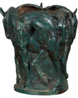 Bronze Indoor/Outdoor Planter with Horse Relief-1. Asian & Chinese Furniture, Art, Antiques, Vintage Home Décor for sale at FEA Home