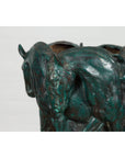 Bronze Indoor/Outdoor Planter with Horse Relief-5. Asian & Chinese Furniture, Art, Antiques, Vintage Home Décor for sale at FEA Home