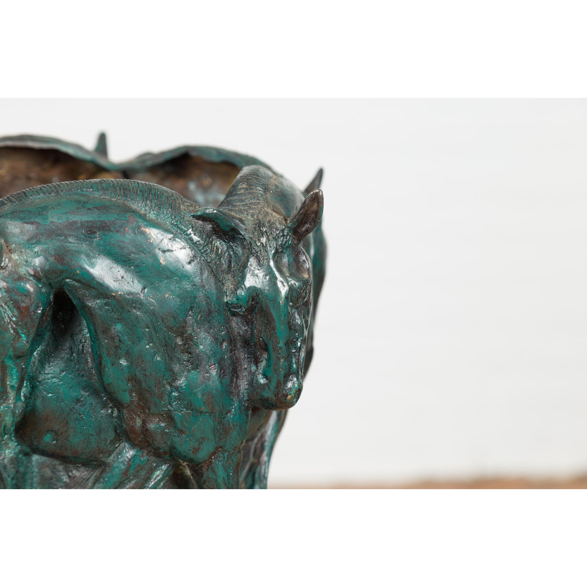 Bronze Indoor/Outdoor Planter with Horse Relief-9. Asian &amp; Chinese Furniture, Art, Antiques, Vintage Home Décor for sale at FEA Home