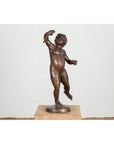 Classical Bronze Tabletop Statue of a Putto Holding a Frog-8. Asian & Chinese Furniture, Art, Antiques, Vintage Home Décor for sale at FEA Home