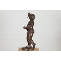 Classical Bronze Tabletop Statue of a Putto Holding a Frog