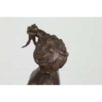 Classical Bronze Tabletop Statue of a Putto Holding a Frog