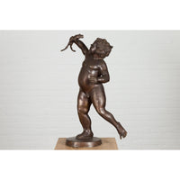 Classical Bronze Tabletop Statue of a Putto Holding a Frog