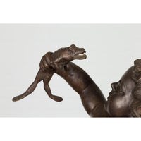 Classical Bronze Tabletop Statue of a Putto Holding a Frog