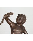 Classical Bronze Tabletop Statue of a Putto Holding a Frog-4. Asian & Chinese Furniture, Art, Antiques, Vintage Home Décor for sale at FEA Home