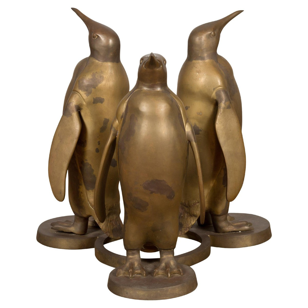 Bronze Triple Penguin Table Base with Gold Patina-11. Asian &amp; Chinese Furniture, Art, Antiques, Vintage Home Décor for sale at FEA Home