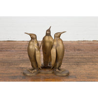 Bronze Triple Penguin Table Base with Gold Patina