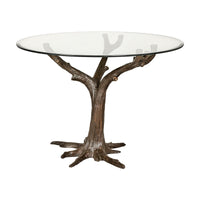 Bronze Tree Table Base with Rich Dark Brown Patina, Glass Top not Included