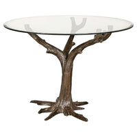 Bronze Tree Table Base with Rich Dark Brown Patina, Glass Top not Included