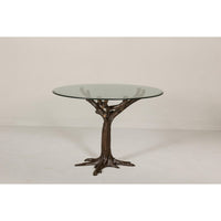 Bronze Tree Table Base with Rich Dark Brown Patina, Glass Top not Included