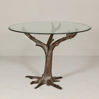 Bronze Tree Table Base with Rich Dark Brown Patina, Glass Top not Included