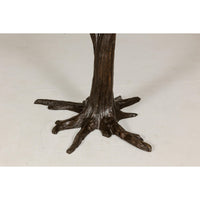 Bronze Tree Table Base with Rich Dark Brown Patina, Glass Top not Included