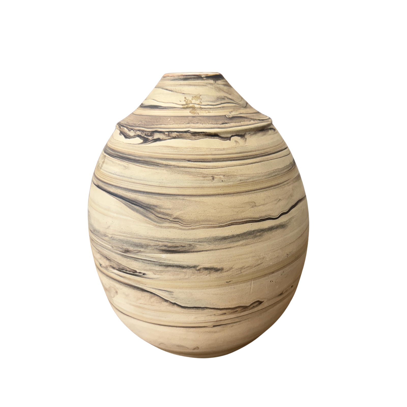 Round Beige &amp; Charcoal Sandstone Dunes Ceramic Vase, SKU , image 1