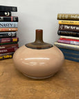 Round Blush Ceramic Vase with Brown Neck and Crackle Glaze, SKU , image 4