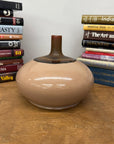Round Blush Ceramic Vase with Brown Neck and Crackle Glaze, SKU , image 5